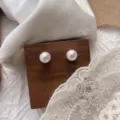 Elegant white pearl stud earrings for women, minimalist design daily wear jewelry accessory. - 65# Silver Post Earrings - White 10mm