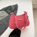 Bolso de hombro rosa para mujer en cuero PU con decoracion de estrella metalica y correas nudo - Rosa