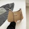 Bolso de hombro bajo el brazo caqui elegante para mujer, bolso de mano de estilo moderno. - Caqui