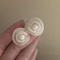 Elegant spiral pearl stud earrings with glossy finish, perfect for daily wear style. - White Flower (No.33)
