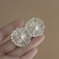 Elegant silver flower pearl earrings, minimalist design, lightweight luxury fashion jewelry. - 1# Silver Post - Silver Flower