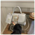 Bolso bandolera plateado mujer bolso cruzado de cuero PU de moda con pequeño monedero retro - Plateado