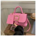 Candy color pink handbag women simple vintage style shoulder crossbody messenger bag chic - Pink
