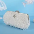 Elegante parel avondtas handtas met sprankelende strass steentjes voor dames en feesten - Wit