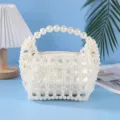Prachtige Franse witte parel handtas, elegante avondtas met verfijnde mooie details. - Broken Wit