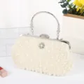 Parel Avondtas Handtas Elegant Bruiloft Feest Clutch Tas Met Strass Handvat Dames - Beige