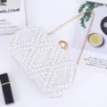 Elegante witte parel avondtas met gouden ketting voor vrouwen luxe huwelijk feest hoofdafbeelding - Wit
