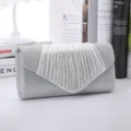 Zilveren glitter avondtasje voor dames, elegante geplooide flap huwelijk feest handtas. - Zilver