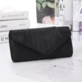 Zwarte glitter avondtas voor dames, stijlvol elegant geplooid design trouw handtas. - Zwart