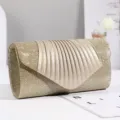 Gouden glinsterende geplooide avondclutch tas voor dames, elegante huwelijksfeest handtas. - Champagne