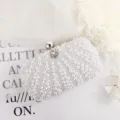 Elegant wit parel avondtasje detail, perfect accessoire voor bruiloften, feesten en banketten. - Witte Strass Parel