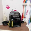 Mochila mini transparente negra de gelatina con correas de letras elegantes para verano y ocio. - L / Negro
