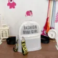 Mini mochila transparente de PVC gelatina moda mochila casual para mujer playa verano bolso - L / Blanco