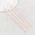 Set de uñas postizas nude degradadas con bonito estampado de lazo blanco para manicura. - Lazo Rosa Nude
