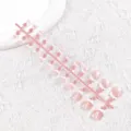 Set de uñas postizas para los pies punta blanca francesa estampado floral tira - Floral Pintado Rosa