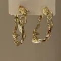 Exaggerated geometric metallic streamline earrings, stylish trend variant jewelry for women. - Gold-Twisted (20#)