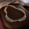 Exquisite vintage rhinestone choker necklace elegant crystal collar chain for women fashion party - Silver Ripple Necklace