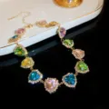 Chic colorful crystal heart rhinestone clavicle necklace stylish variant jewelry item - Gold Regular Multicolor Heart Style (126#)
