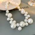 Exaggerated chunky multi-size faux pearl statement necklace, European style fashion jewelry for women. - White Irregular Regular Necklace (117#)
