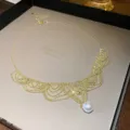 Elegant gold beaded layered choker necklace with pearl pendant for women fashion jewelry. - Gold Lace Necklace (118#)