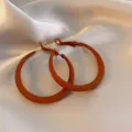 Matte brown hoop earrings, minimalist retro large round earrings for women daily wear accessory. - Glossy Large Circle (100#)
