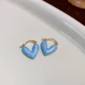 Light blue resin heart earrings, stylish geometric metal hoop earrings for women daily wear. - Heart Ear Clasp (144#)