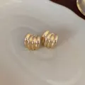 Gold plated geometric striped earrings retro chic minimalist designer jewelry for women - 3D Stripe (151#)