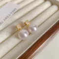 Elegant square crystal stud pearl drop earrings for women, chic gold-plated fashion jewelry. - Square Rhinestone Pearl (167#)
