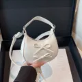 Sweet bow women's handbag minimalist solid color mini shoulder crescent bag - White