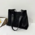 Borsa shopper in camoscio nera borsa a spalla minimalista grande capacità elegante - Nero