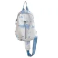Korean style blue landscape print sling chest bag, minimalist casual crossbody backpack for women. - Style Without Pendant / Blue