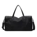 Classic black travel duffel bag with shoulder strap, large capacity waterproof sports gym bag. - Matte Coated Style / Black