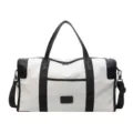 Freizeit Mode Reise Duffel Tasche fuer Damen und Herren, weiss schwarz Farbdesign - Matt Beschichteter Stil / Weiß