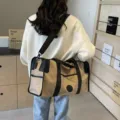 Grosse Kapazitaet Freizeit Reise Duffle Bag Schulter Umhaengetasche fuer fuer Damen und Herren - Oxford Stoff Stil / Khaki