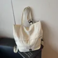 Damen Nylon Rucksack lässig große Kapazität Tote Reise Schultasche stilvoll beige tasche - Gebrochenes Weiß