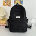 Schwarzer Stoff-Rucksack, große Kapazität, koreanischer Stil, Schulranzen für Damen. - Einzelne Tasche / Schwarz