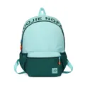 Stilisierter, zweifarbiger Rucksack für Studenten mit großem Fassungsvermögen und modernem Stil. - Rucksack mit Anhänger / Grün