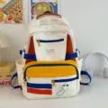 Koreanischer Stil Farblock große Kapazität Rucksack Student Schultasche Segeltuch - Einzelne Tasche / Gelb