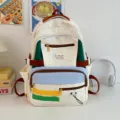 Große kapazität koreanischer stil farbblock leinwand rucksack für jugendliche mädchen schule - Einzelne Tasche / Blau