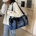 Casual fashion cross-body shoulder duffel travel bag for men and women, large capacity design. - Oxford Fabric Style / Blue