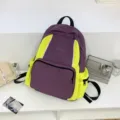 Lässiger Colorblock Schulrucksack für Studenten, leichter Reise-Tagesrucksack mit vielen Fächern. - Lila