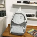 Lockerer japanischer Rucksack, große Reise-Schultasche für Damen und Herren, leichter Outdoor-Daypack. - Grau