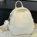 Leder Rucksack Damen weiß lässig große Kapazität Reise Tasche Business Schultasche neu - + Kleiner Elfen-Anhänger / Gebrochenes Weiß