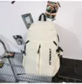 Große Kapazität lässige Sport-Leinwand Rucksack Werkzeug Schultasche Outdoor Reise - Gebrochenes Weiß