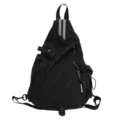 Schwarzer multifunktionaler Sling Rucksack, sportliche Umhängetasche für Damen und Herren. - Ohne Anhänger / L / Schwarz