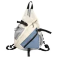 Vielseitiger Colorblock Sling Rucksack modischer Freizeit Tagesrucksack für Damen und Herren - Ohne Anhänger / L / Weißblau