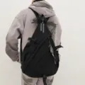 Zaino monospalla tattico uomo nero streetwear borsa tracolla petto sport variante - Con Ciondolo / Taglia L / Nero