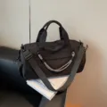 Schwarze Sporttasche Fitness Reisetasche große Kapazität mit buntem geflochtenem Seil Griff - Schwarz