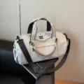 Hellgraue große Sporttasche, lässige Fitness Reißverschluss Reisetasche für Damen. - Grau