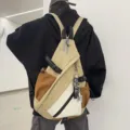 Zaino multifunzionale trendy da uomo, pratico zainetto casual patchwork coreano. - Con Ciondolo / Taglia L / Kaki